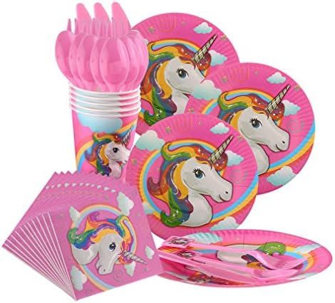 Unicorn Birthday Party Supplies Kit Pink Baby Girls Party Decorations Banner Headband Favors DIY Unicorn Hat YOOSKE Party Set Gift (135 Pieces)