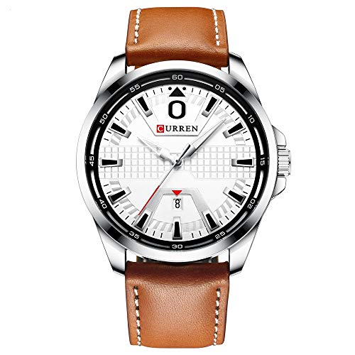 Curren Reloj de pulsera para hombre con calendario, manecillas luminiscentes, reloj de cuarzo, clásico, exquisito estuche de aleación, resistente al agua