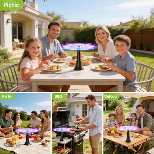 XTTANK Pack 4 Ventilador Antimoscas Plegable, Espanta Moscas para Mesa con Aspas Suaves, Ventilador Repelente Moscas Portátil con Gancho, Ventilador de Protección contra Mosquitos Interior y Exterior