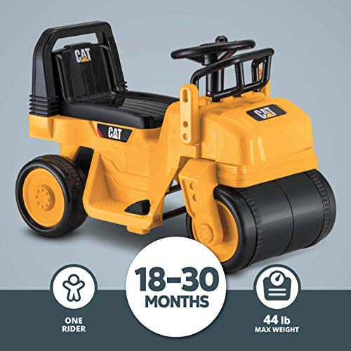 Kid Trax CAT Steamroller Toddler Quad Ride On Toy, 6 Volt Battery, 1.5