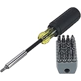 Klein Tools 32510 Magnetic Multibit Screwdriver with Sturdy Torx, Hex, Spanner, Tri-Wing, Torq and Nut Tamperproof Bits and Storage Block