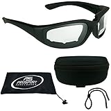 ANSI Z87 Motorcycle Bifocal Safety Glasses foam padded2.50 for Men and Women - Free Hard Case and Sunglass Strap