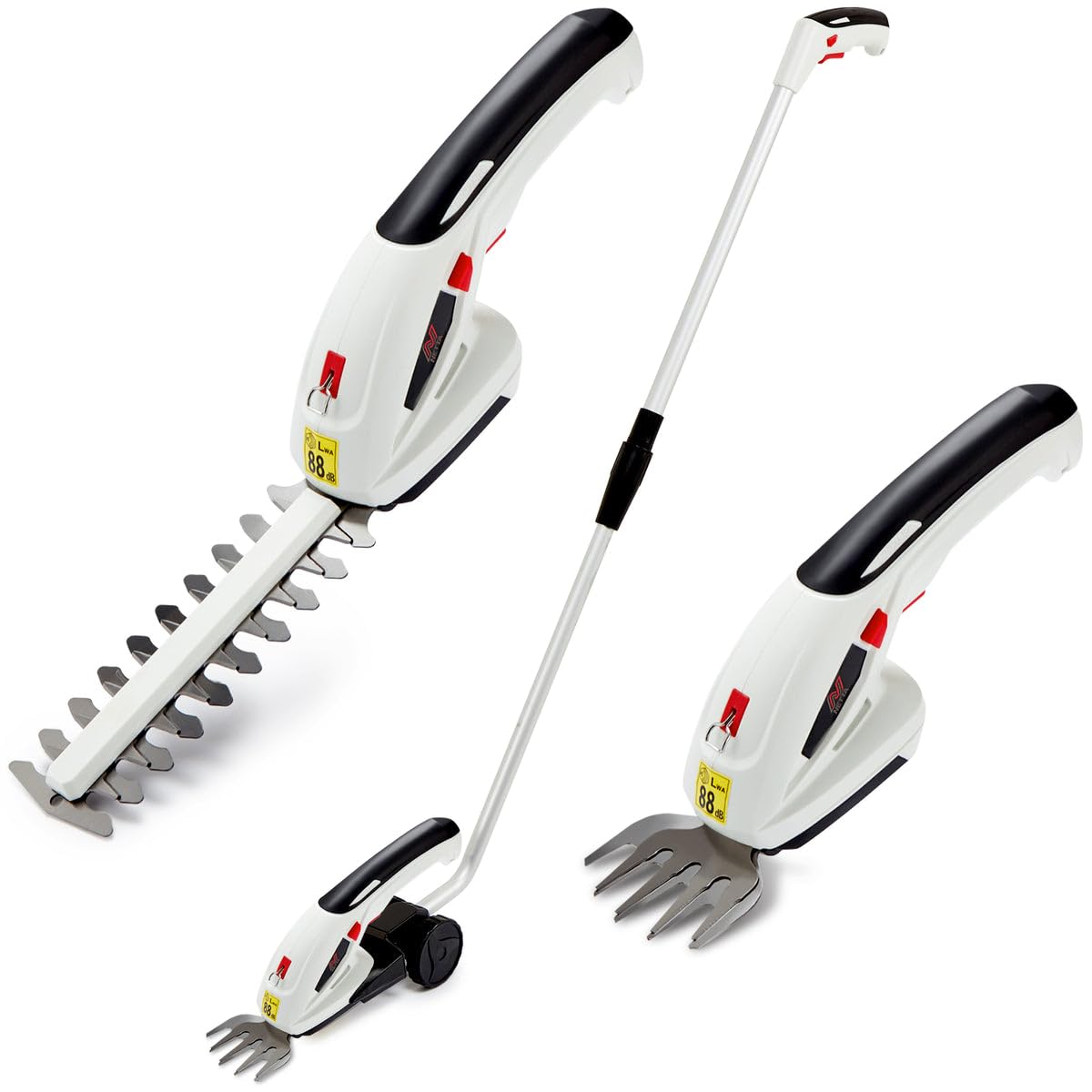 NETTA 4-in-1 Cordless Hedge Trimmer 7.2V, Grass Shears & Small Hedge Trimmer, Electric Garden Shears with Telescopic Handle and 2 Interchangeable Blades, Cordless Garden Trimmers for Edging & Shrubs