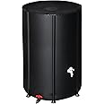 VINGLI Upgraded 100 Gallon Collapsible Rain Barrel, Portable Water Storage Collection System, Weather Proof Sturdy Tank Catcher Container with Filter Spigot Overflow Kit Black