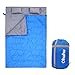 Ohuhu Double Sleeping Bag with 2 Pillows and a Carrying Bag for Camping, Backpacking, Hiking (Blue)