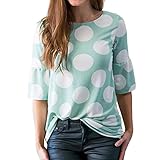 vermers Clearance Sale ! Women T-Shirt Fashion Polka-Dot Bell Blouse Flare/Long Sleeve Tops