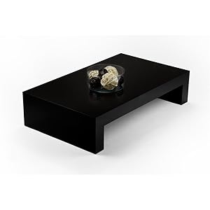 Mobilifiver Tavolino da Salotto, First H21, Nero Lucido, 90 x 54 x 21 cm