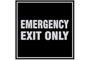 Signs ByLITA Square Emergency Exit Only Sign with Adhesive Tape, Mounts On Any Surface, Weather Resistant, Indoor/Outdoor Use (Black/Silver) - Medium