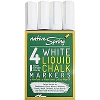 Native Spring White Liquid Chalk Marker Pens 4.5mm Reversible Tip 4-Pack