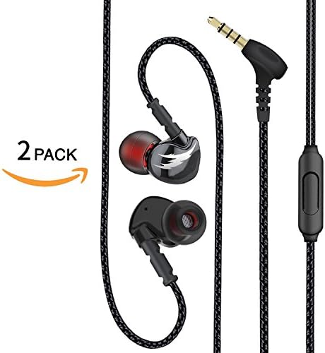 VPB V2 Over Ear In Ear Noise Isolating Sweatproof Sport Headphones Earbuds Earphones with Remote and Mic Earhook Wired Stereo Workout for Running Jogging Gym （Black） (Black two)