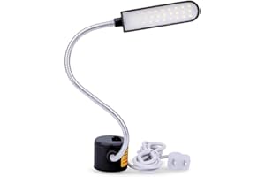 EVISWIY Sewing Machine Light LED Lighting (30LEDs) 6 Watt for Workbench Lathe Drill Press Daylight White Flexible Gooseneck Arm Work Lamp with Magnetic Mounting Base Black