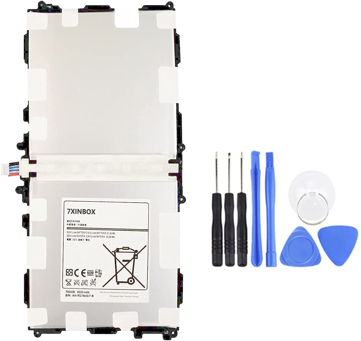 7XINbox T8220E 3.8V 31.24Wh 8220mAh Battery Replacement for Samsung Galaxy Tab Pro 10.1 2014 Edition SM-P600 SM-P601 SM-P602 SM-P605 SM-P605V SM-P607T SM-T520 SM-T525 Series T8200K T8220U T8220C