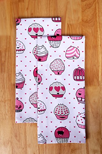 Set of Apron,Oven Mitt,Pot Holder, Pair of Kitchen Towels in a Valentine Cup Cakes Design, Made of 100% Cotton, Eco-Friendly & Safe, Value Pack and Ideal Gift Set, Kitchen Linen Set By CASA DECORS - Thumbnail 5