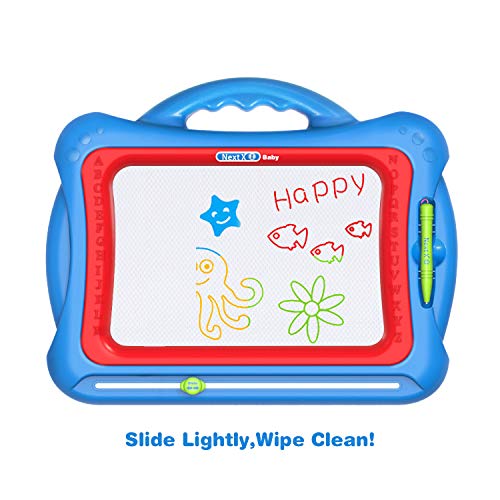 Geekper Magnetic Drawing Board, 15.75" Erasable Colorful Magna Doodle Toys Writing Sketching Pad Set with 5 Shape Stamps & Lovely Sticker ( Blue )