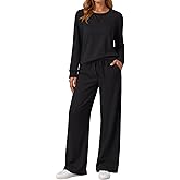 AUTOMET Womens Sweatsuits 2 Piece Sets Travel Outfits 2026 Fall Matching Lounge Set Oversized Sweatshirt Wide Leg Pants