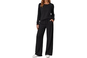 AUTOMET Womens Sweatsuits 2 Piece Sets Travel Outfits 2025 Fall Matching Lounge Set Oversized Sweatshirt Wide Leg Pants