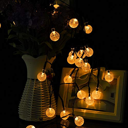 Guirnalda luces exterior solares, HUAFA 7M 50 LEDCadena de Bola Cristal