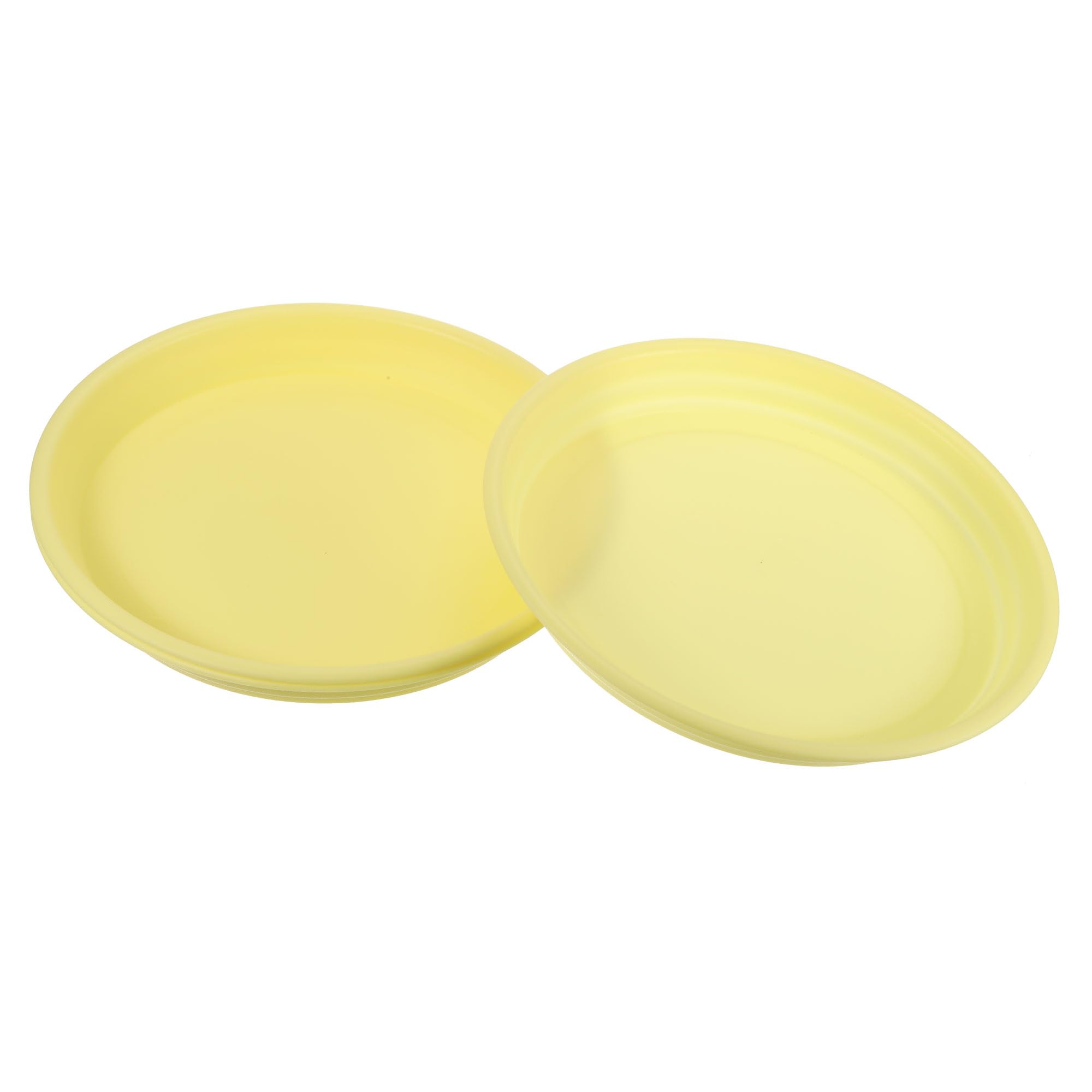 M METERXITY 3 Pack Planter Saucers - Plastic Plant Tray Flowerpot Drip Trays Round Apply to Outdoor/Garden (14 Inch/ 35.8cm, Yellow)