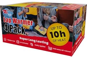Lap Warmer (4 Pack) - Up to 10 Hours of Heat, 16' X 10' Super Long Lasting - Easy, All Natural - Air Activated, for Body, Han