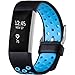 For Fitbit Charge 2 HR, Sports Replacement Band, Black and Blue, Large