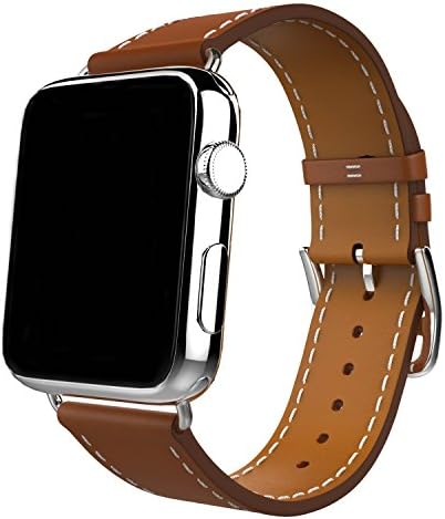 Apple Watch Band 42mm,Voken Genuine Leather iwatch Strap Replacement Band with Stainless Metal Clasp for Apple Watch Series 3/2/1 Sport and Edition(42mm Brown Leather)