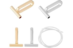 SUPERFINDINGS 4PCS 2 Colors Alloy Pin to Pendant Converter Brooch Converters with 1 Set 49.5cm Silicone Tube Hose for Changing Brooches Pins to Pendant