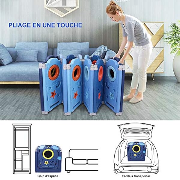 Yoleo Parc Bebe Barriere De Securite Portail Parc Xxl Parc Bebe En Plastique Ecologiques Grille De Protection En Plastique Avec Porte Et Tableau Noir Adapte Aux Enfants De 0 A 6 Ans 14 Panneaux
