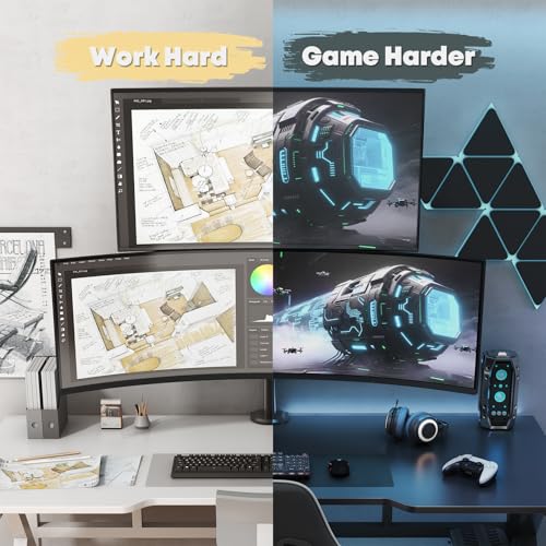 Heavy Duty Dual Monitor-Arm for 17-49'' - Double Vertically Stacked Monitor Mount, Extra Tall Ultrawide Desk Stand Holds up to 44 lbs per Screen, Vesa 75/100, Black