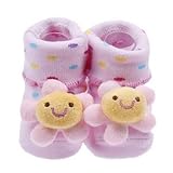 YueLian Baby Newborn Indoor Slipper Socks Booties Pink 2.7''