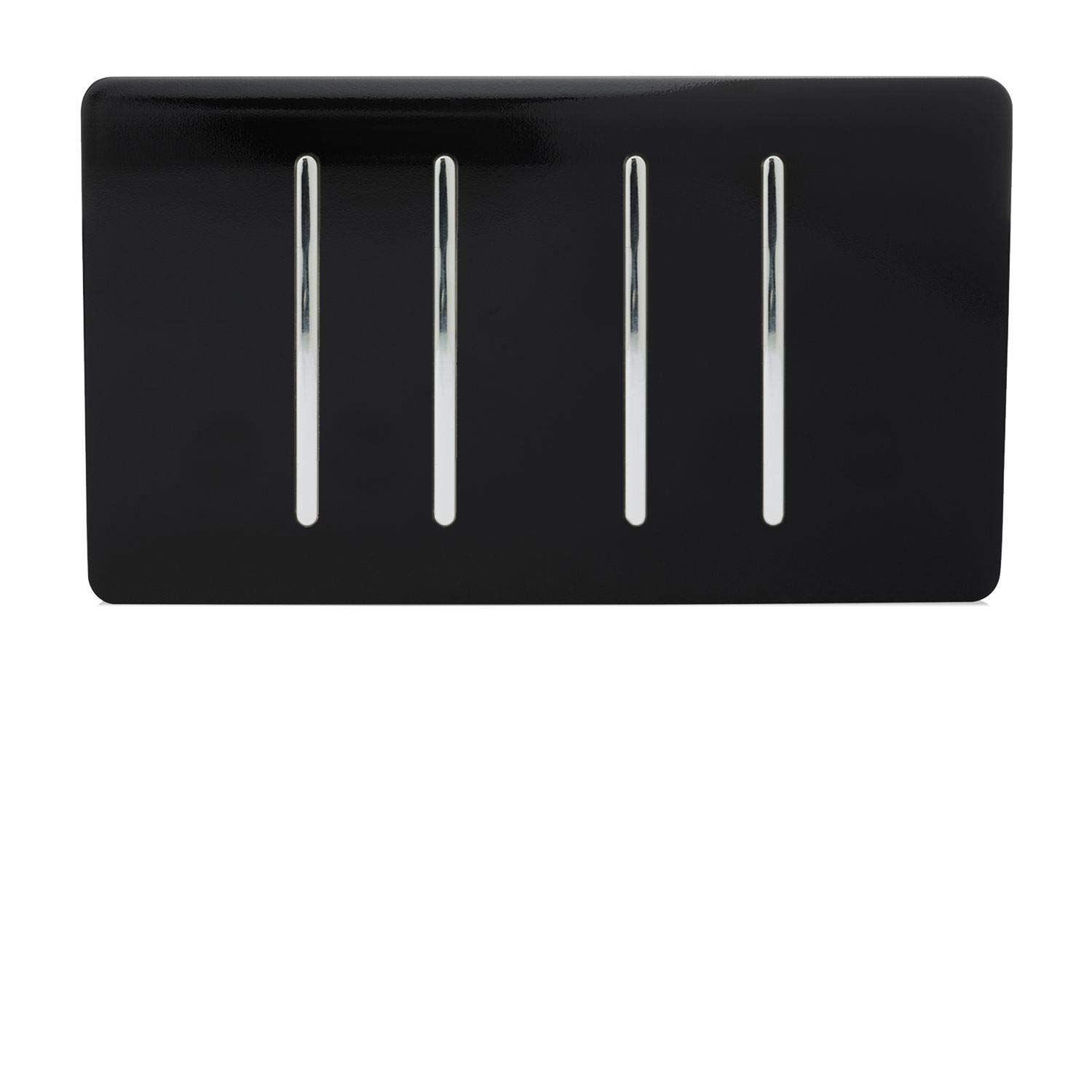 Trendi 4 Gang (2 Way & 2xIntermediate) Glossy 10 Amp Rocker Light Switch Piano Black