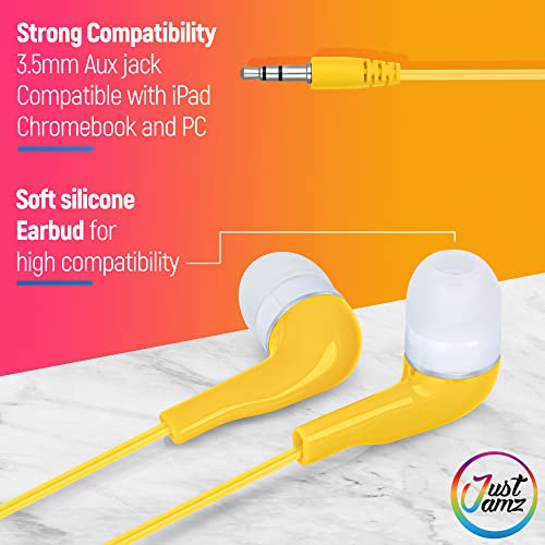Bulk Earbuds JustJamz Jelly Roll 10 Pack of Colorful inEar Earbuds
