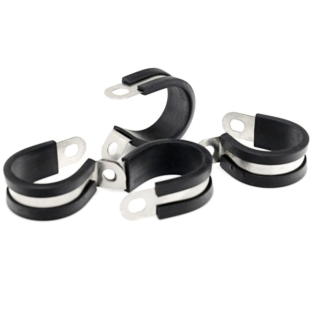 12pcs Φ25mm 1' inch Cable Clamps Cushion Clamps Stainless Steel Fuel Line Clamps Rubber Clamps