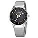 Tamlee Fashion Mesh Stainless Stylish Ultra Thin Quartz Watch Elegant Wristwatch (Black)