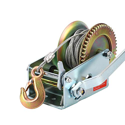 tonchean 2500lbs Capacity Boat Hand Winch, Heavy Duty Hand Crank Winch with 10m (32ft) Steel Wire Manual Trailer Winch Adjustable Crank Strap Gear Winch for ATV Boat Trailer Truck - Image 2