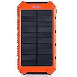 GRDE 10000mAh Dual USB Solar Power Bank Bundle with Mini LED lamps, Micro USB Charging Cable and Manual - Orange
