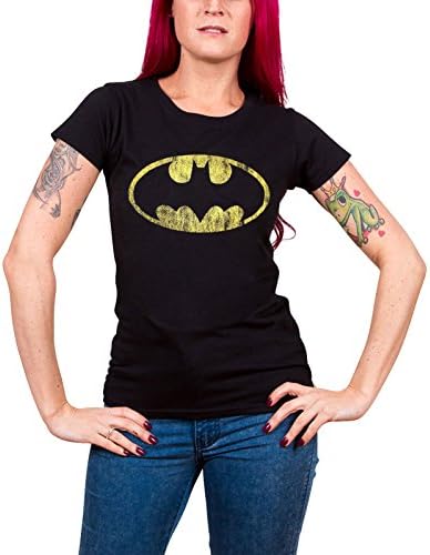 Batman T Shirt Classic Distressed Logo Official Dc Comics Womens Junior Fit