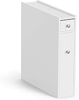 VonHaus Holbrook Slim Bathroom Storage Unit White Narrow Cabinet with Drawer view 9