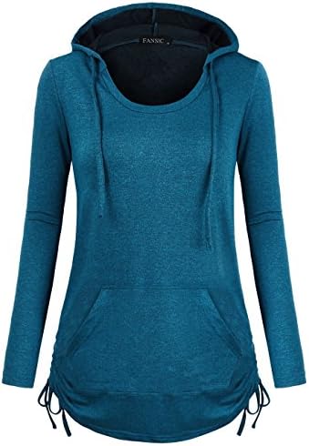 FANSIC Women's Burnout Color Lightweight Pullover Sweatshirt Hoodie with Kangaroo Pocket