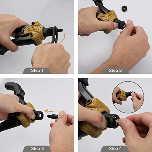 Ginour Professional Rivet Setter Kit,Hand Rivet Nut Tool with 7 Metric & SAE Mandrels and 70pcs Rivet Nuts, U-handle and Labor-Saving Design