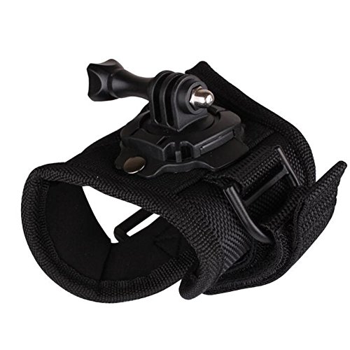 Walway 360 Degree Rotation Glove Style Band Wrist Strap Mount Strip Belt for GOPRO HERO 6/5/5 Session/4 Session/4/3+/3/2/1, Xiaoyi and Other Action Cameras, with Long Handle Screw