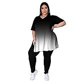Tycorwd Women's Plus Size Two Piece Outfits Loungewear Sets Summer Oversized Tshirts Long Sweatpants Sweatsuits Sets