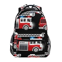 FAKAINU 3D Red Fire And Rescue Truck,High-Capacity Personalized Backpack Shoulder Bag Daypack School Bag Bookbag Travel Bag 16"