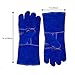 KIM YUAN Extreme Heat/Fire Resistant Gloves Leather with Kevlar Stitching, Mitts Perfect for Welding/Oven/Grill/BBQ/Mig/Fireplace/Stove/Pot Holder/Tig Welder/Animal Handling, (14in-blue)