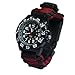 Survival Paracord Watch,8-in-1 Emergency Survival Kits with Paracord,Rescue Knife,Compass,Whistle, Thermometer,Water Resistance Men Women Watches, Glows in The Dark (Red)