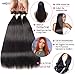 FASHION QUEEN Hair Straight Weave 8A Brazilian Straight Hair 3 Bundles with Lace Closure Free Part Mixed Size Length Perfect for Natural Color Hair Weft (12 14 16 +10)