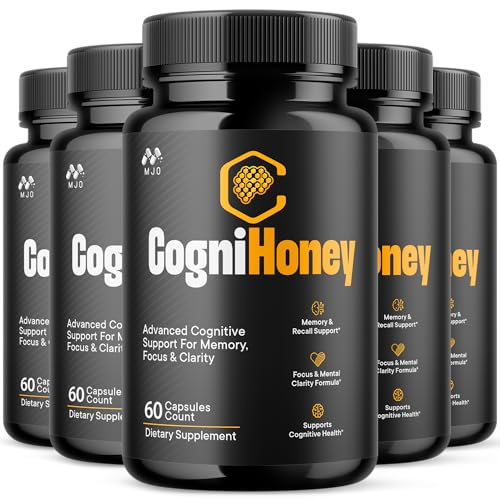 (5 Pack) CogniHoney Capsules, Official Cogni Honey Brain Support Pills with All Natural Ingredients, Advanced Memory Brain Health and Wellness Support Supplement with Premium Vitamins (300 Capsules)