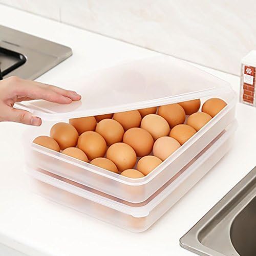 Woogor Unbreakable Egg Box, Egg Holder, Egg Box Container Holder Tray for Fridge with Lid for 2 Dozen 24 Eggs, Egg Tray One Piece (Made in India)
