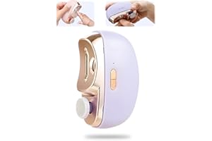 SEIVBLE Upgraded 3 in 1 Electric Nail Clipper, Automatic Electric Nail Trimmer with Polishing for Baby Adult Seniors, Electric Toenail Clippers Nail File with Light Clip Storage 2 Speeds (Purple)