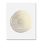 Circle of Dots Gold Foil Print Abstract Circle Hand Drawn Dots Sun Small Poster Wall Art Gold Decor 5 inches x 7 inches B2