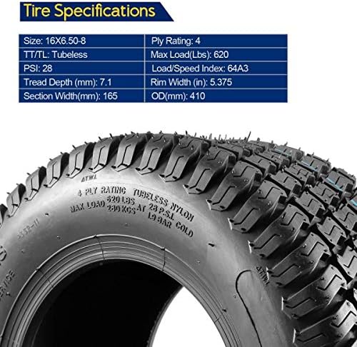 Amazon Com Set Of 4 Lawn Mower Turf Tires 16x6 5 8 Front 23x10 5 12 Rear 4pr Tubeless Automotive